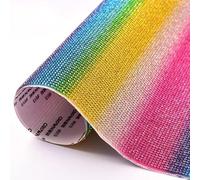 Cadena embellecedora de diamantes de imitación de cristal SS6 de 24x40cm, parte posterior plana, malla doblada, recorte, apliques DIY, fijación en caliente, Strass A145-Rainbow A