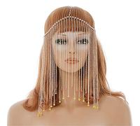 Cadena facial para mujer, máscara de máscaras, cadena de cabeza para mujer, fiesta de salón de baile para Halloween, fiesta de cosplay, talla única, Metal