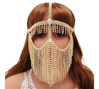 Cadena facial punk para fiesta, máscara de aleación para discoteca, baile, fiesta, accesorios para el cabello para Halloween, fiesta de cosplay, talla única, Metal
