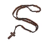 Cadena Gargantilla De Madera Collares De Cuentas Cruzada Religiosa Colgante del Collar del Suéter Hombres Mujeres Cuello Joyería