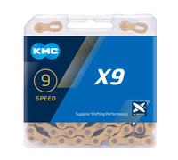 CADENA KMC X-9 TI-N 114 ESLABONES 9V ORO Revestimiento de nitruro de titanio X9