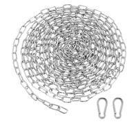 Cadena larga de 3 m, eslabones de cadena de acero inoxidable de 3 mm con mosquetón, cadena de cable de metal, cadenas pequeñas para puerta, cadenas largas de metal para vallas, puertas de garaje