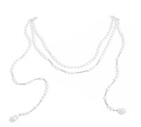 Cadena ligera de perlas de imitación con borlas, elegante diseño fluido, collar, accesorios de ropa elegantes, accesorio de broche elegante, One Size, Como se describe