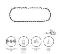 Cadena Motosierra 3/8" / 0.050" 1,3 Mm. / 52 Eslabones / 91 P