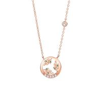 Cadena Oro 9K Mujer, Collar Azul Esmeralda Creada En Laboratorio Colgante Joyeria Oro Rosa 375 con Moissanita Hoja y Círculo 40+5cm Largo