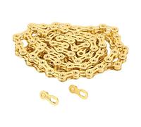 Cadena para Bicicleta 11 Velocidades, Acero Aleado Completo Hueco, Cadena de Montaña y Carretera Dorada - Alta Durabilidad, Diseño Anticorrosión, Cambio Suave para Ciclistas (Clima)