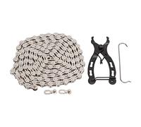 Cadena para Bicicleta de 8 Velocidades, Kit Ligero con Pinzas y Eslabones, Acero Manganeso Plateado - Alta Durabilidad, Transmisión Suave y Resistente, Ideal para Mountain y Road