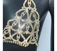 Cadena para el cuerpo Cadena para el cuerpo Rhinestone Mujeres sexy Cadena para el cuerpo Conjunto de dos piezas Discoteca Ahueca hacia fuera Lujo Cubrir Bikini Ver a través de Cadenas de lencería Joyas para el cuerpo Cadena sexy (Color del metal : Plata)