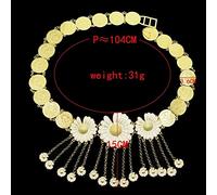 Cadena para el cuerpo Sexy Lady Cadena de metal dorado Flor Moneda Borla Danza del vientre Cadenas de cintura para mujeres Cinturones de vestir Fiesta Joyería para el cuerpo Joyería para el cuerpo Cadena sexy