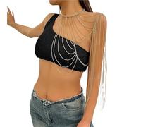 Cadena para el hombro Cadena de hombro de moda for mujer, cadena corporal con borlas multicapa, accesorios de joyería personalizados(Golden)