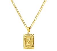 Cadena para hombre, con letras chapadas en oro de 14 quilates, alfabeto de la A a la Z, acero inoxidable, cadena con nombre, personalizada, para hombre y niño, 50cm, Acero inoxidable
