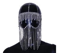 Cadena para la cara, estilo bohemio, con borlas de cristal, para la frente, joyería para el pelo, para boda, Halloween, fiesta de cosplay, talla única, Diamante falso