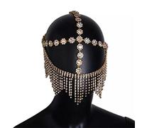 Cadena para la cara, máscara de borla para novia, joyería de cristal con diamantes de imitación para la frente, cadena de pelo para Halloween, fiesta de cosplay, talla única, Diamante falso