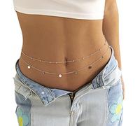 Cadena para la cintura con lentejuelas, borla, cadena para la cintura, cadena para el cuerpo, sexy, bikini, playa, cuerpo, joyas, regalos para mujeres, plata