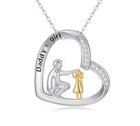 Cadena para padre e hija, plata de ley 925, corazón, padre, hija, collar, joyas, regalos para mujeres y niñas
