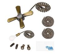 Cadena Para Ventilador y Luz Colgante Kare & Kind - 1x Cadena para Ventilador (12.5 pulgadas), 1x Cadena para Luz (13.6 pulgadas), 2x Extensiones de Cadena de 1M y 4x Conectores Extras (2 Estilos)