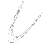 Cadena Punk de Metal Plateado de Varios Niveles para Jeans | Hebillas Dobles Integradas, Acabado Pulido, para Llaves y Pequeños Objetos, Estilo Hip Hop y Conciertos