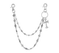 Cadena tipo cartera de motociclista punk, llavero de acero inoxidable para hombres y mujeres, accesorio duradero de hip hop para jeans y cinturones (cruz duradera)