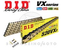D.I.D Racing Chain Cadena 520VX3 Oro y Negro 112 eslabones Unión remachada (ZJ)