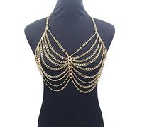 Cadenas corporales sujetador sexy metal cadena corporal arnés para mujeres accesorios de festival bikini bikini cadena de cofres regalo de joyería