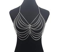 Cadenas corporales sujetador sexy metal cadena corporal arnés para mujeres accesorios de festival bikini bikini cadena de cofres regalo de joyería