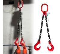 Cadenas de acero resistentes para levantamiento de pesas y remolque, capacidad de carga de 3 toneladas, cadena de elevación de 2 patas con ganchos, longitud de 2 metros, ideal para la seguridad y ca