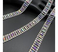 Cadenas de cristal tipo escalera de 20 cm/50 cm/90 cm, plateadas AB, para colgar en bolsas tote , adornos para sombreros glamurosos, zapatos de declaración, adornos de costura para bricolaje