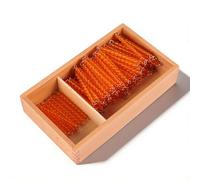 Cadenas de cuentas Montessori de alta calidad, 100 y 1000 cadenas con caja de madera de haya, material de sistema decimal y conteo de saltos, manipuladores matemáticos para valor posicional