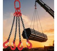 Cadenas de elevación de acero Mn G80 con 4 ganchos, eslingas de cadena de carga fuertes for sitio de construcción/fábrica/puerto/muelle(2 T,2m)