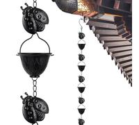 Cadenas De Lluvia Japonesas Decorativas Que Dirigen El Agua Para Jardines Y Exteriores - 2.77 Metros Cadenas de Agua para Canalones | Adaptador 12 Tazas Recolector de Agua para Techo Árbol Pérgola