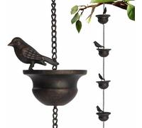 Cadenas de lluvia para canalones - Recolector de agua decorativo para pájaros de carga pesada, cadena de drenaje para bajantes | Guía de lluvia en el techo de 115 cm (1 unidad) para decoración de