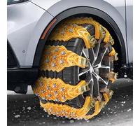 Cadenas de nieve para rueda de coche, 4 unidades, construcción de clavos de acero con textura antideslizante y correas de nailon resistentes para necesidades de tracción en invierno (negro)