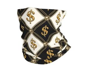 Cadenas De Oro Símbolo del Dólar A Cuadros Blancos Y Negro Respirable Cuello Bufanda Unisexo Calentador De Cuello Pasamontañas para Ciclismo Caza Pesca