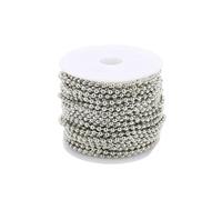 Cadenas de perlas de rodillos de pie de acero inox Iron Ball Bead Chain 10 yards 1.5-2.4mm Multicolor for DIY Jewelry(Rhodium,2.4mm)