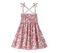 Cadenas de verano ropa princesa niño fruncido correa flores vestido de bebé niño niña floral niña vestido y falda de tenis de mesa niña, Rosa., 5-6 años