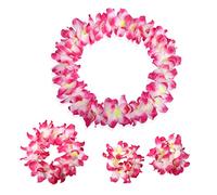 Cadenas Hawaianas Corona de Fiesta Guirnalda Decorativa Hawaiana Cadenas de Flores Falda Hawaiana Diadema Pulseras de Cadena Falda de Hierba Disfraz de Fiesta Accesorios para porristas