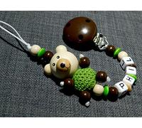 Cadenas para chupete con nombre para niñas y niños, diferentes modelos, regalo para nacimiento o bautizo, soporte para chupete Auto kl.Prinz-blau-grau-h.grau