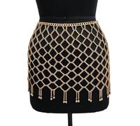 Cadenas para el cuerpo, falda, joyería para el vientre, malla hueca, vestido de cintura para mujer, aspecto único de fiesta, moda para mujer, talla única, como se describe, como se describe