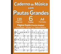 Caderno de Música com Pautas Grandes: Página Dupla Ampla para Leitura Fácil (A4): Para Iniciantes, Idosos e Baixa Visão. Pautas Contínuas em Página ... Laranja. (Easy Read & Write Music Manuscript)