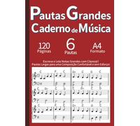 Caderno de Música com Pautas Grandes: Página Dupla Ampla para Leitura Fácil (A4): Para Iniciantes, Idosos e Baixa Visão. Pautas Contínuas em Página ... Vermelho. (Clave & Pauta: Cadernos de Música)