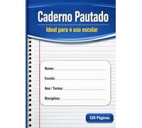 Caderno Pautado: Ideal para Uso Escolar: Caderno com Linhas e Margem Vermelha | 120 Páginas para Estudantes, Escola e Uso Diário
