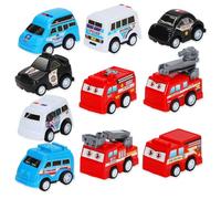 Cadimus Set de Coches Infantiles, 10 Piezas Tire hacia Atrás Coches de Juguete para Niños de 1 2 3 4 Años,Camion Bomberos Juguete,Coche Policia Juguete,Vehículos Infantiles Pequeños Regalo