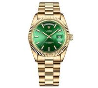 CADISEN MIYOTA 8285 - Reloj automático para hombre, movimiento de lujo, reloj mecánico de lujo, resistente al agua, 100 metros, acero inoxidable, homenaje casual, C8215, Dorado, verde , Reloj