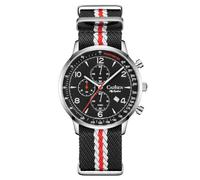CADISEN Reloj de cuarzo para hombre, movimiento japonés, correa de nailon, resistente al agua, 50 m, cronógrafo, deportivo, homenaje, 7067 Negro, Minimalista