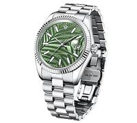 CADISEN Reloj mecánico automático de los hombres del negocio impermeable MIYOTA 8285 movimiento para hombre reloj de pulsera, forro polar verde con licencia oficial de star wars silent one crew., 40mm,