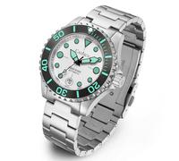 CADISEN Reloj mecánico automático para hombre, resistente al agua, 100 m, de acero inoxidable, de lujo, homenaje, Blanco, Moderno