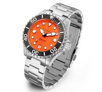 CADISEN Reloj mecánico automático para hombre, resistente al agua, 100 m, de acero inoxidable, de lujo, homenaje, Naranja