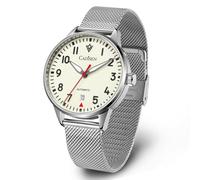 CADISEN Reloj mecánico Pilot para hombre, esfera brillante para toda la noche, movimiento japonés NH35, reloj impermeable casual, Plateado blanco, Classic