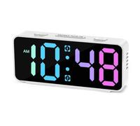 Cadmos Pequeño reloj despertador súper fuerte para dormitorios, relojes despertadores digitales simples con pantalla grande RGB colorida, alarmas duales, regulador, está bien para despertar para