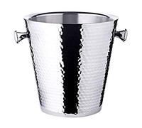EDZARD Champanera/refrigerador de botellas Valencia, con asas, acero inoxidable muy pulido, de doble pared, exterior martillado, altura 23 cm, diámetro 22 cm